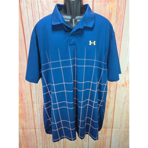 Under Armour Mens Performance Polo XXL Blue Loose Fit - Picture 1 of 9